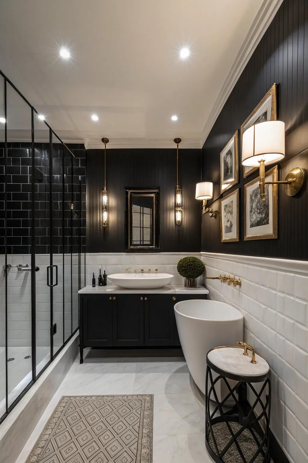 A classic black and white two-tone wall design radiating timeless sophistication.