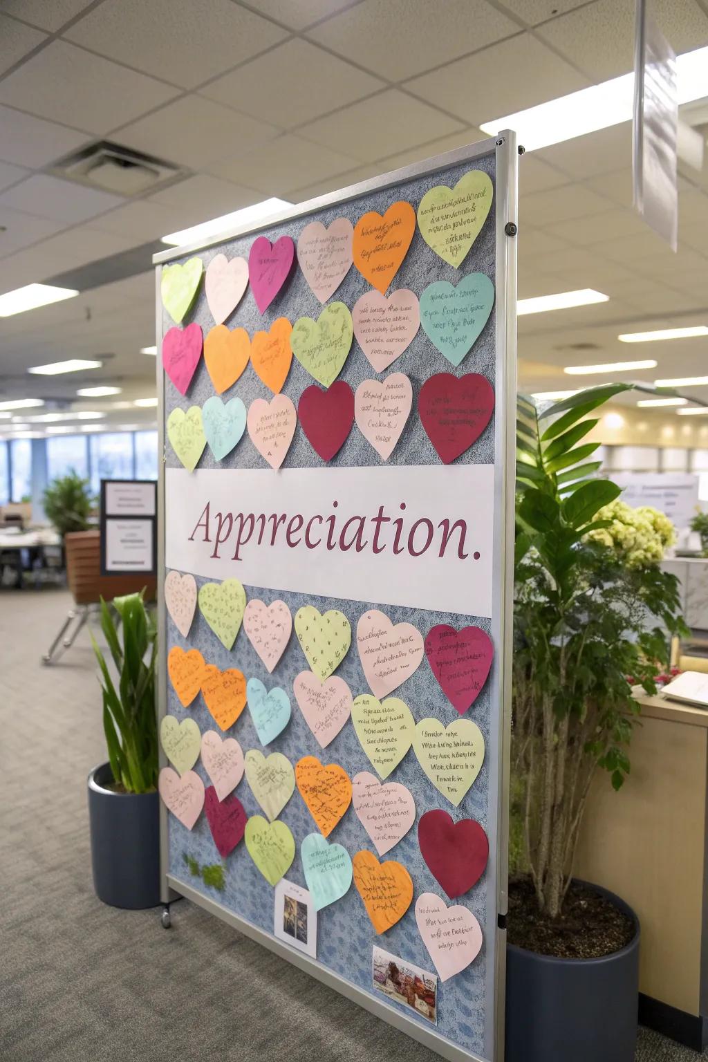 Heartfelt messages beautifully arranged on a colorful board.
