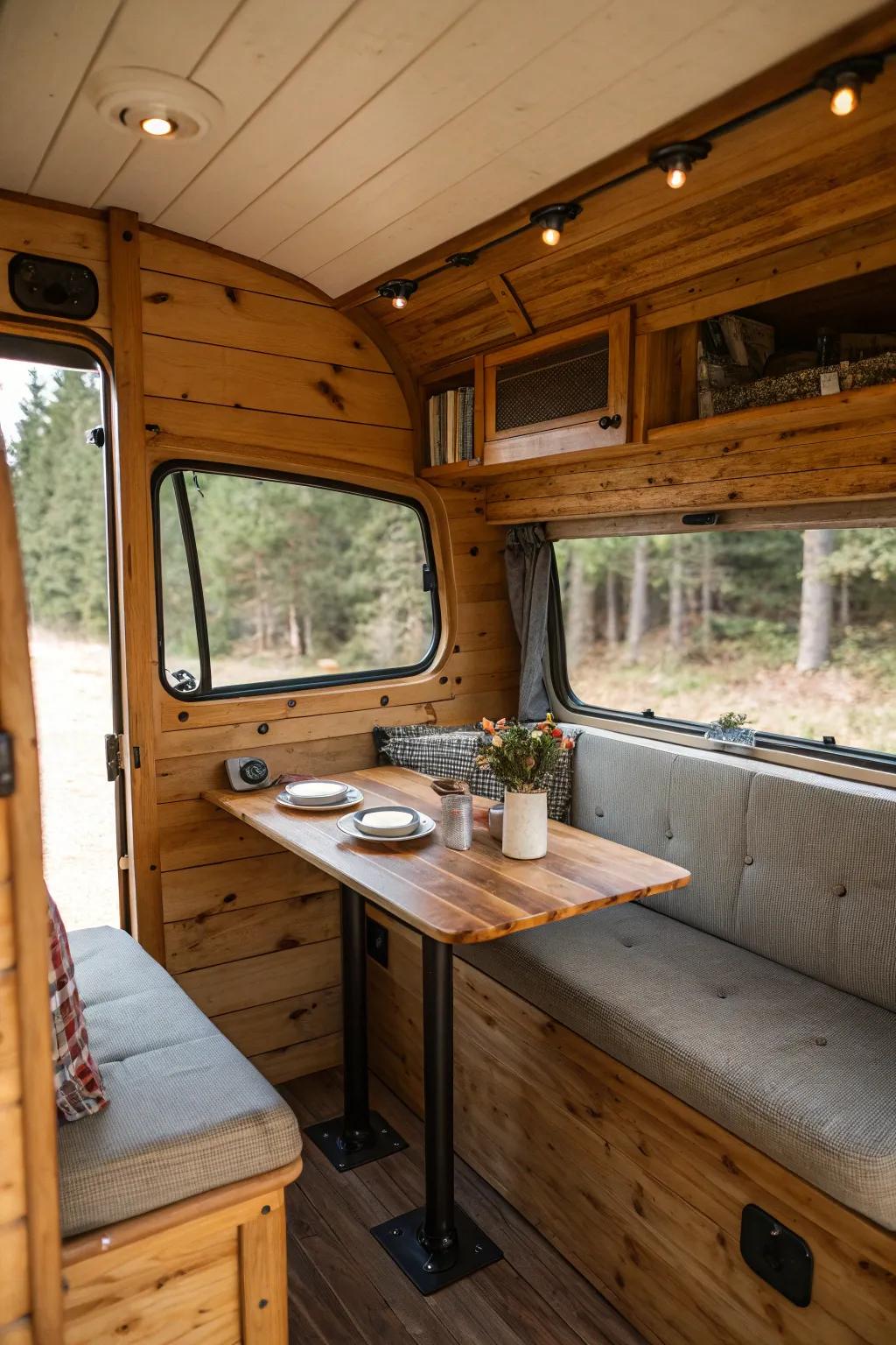 Wood interiors offer a welcoming, cozy touch to any van.