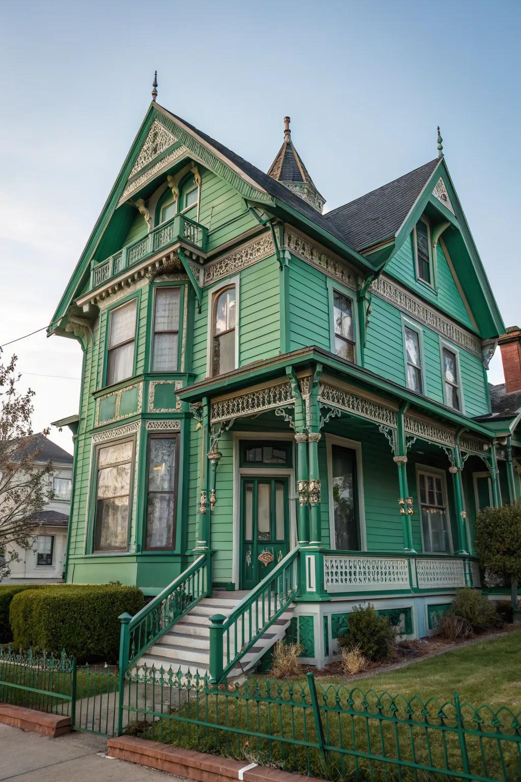 Jewel-toned shades revitalizing Victorian architecture.