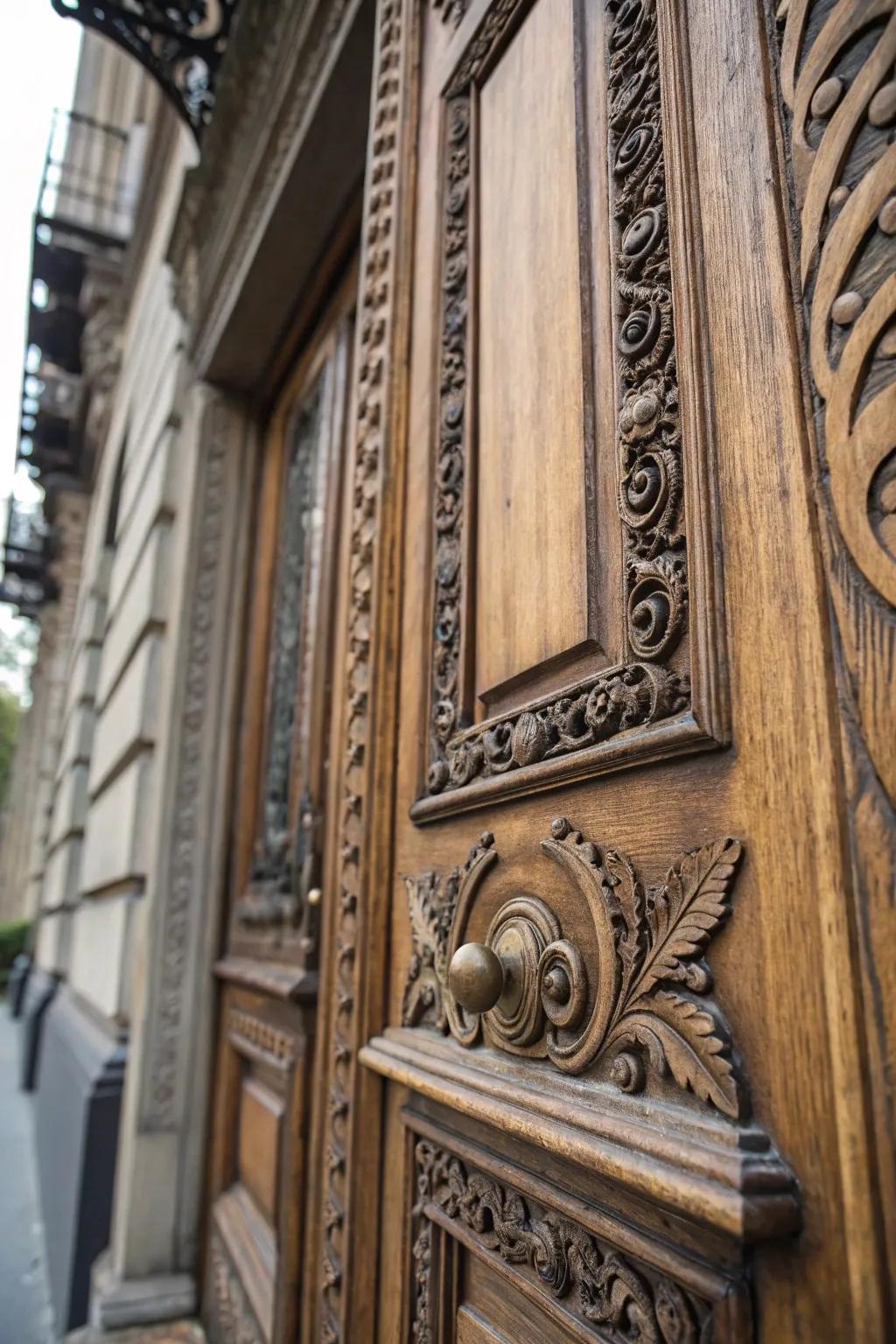 Complex carvings bring grace to this Victorian entry door.