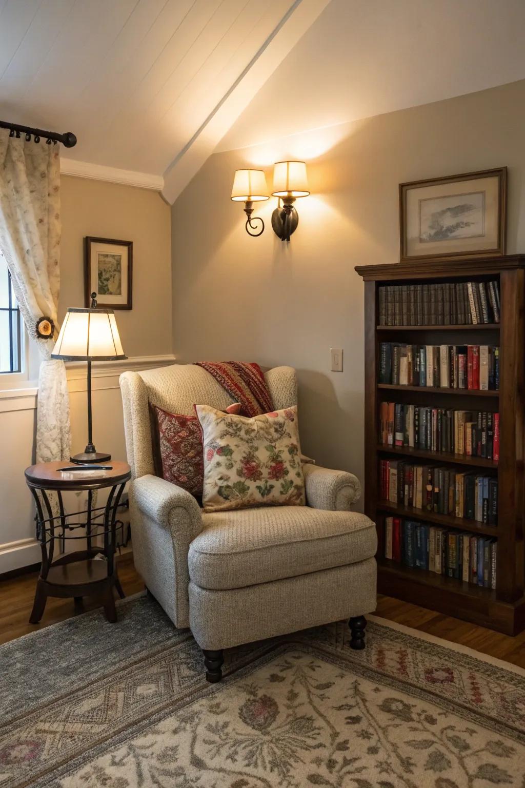 Make a snug area to read with the glow of soothing wall lights.
