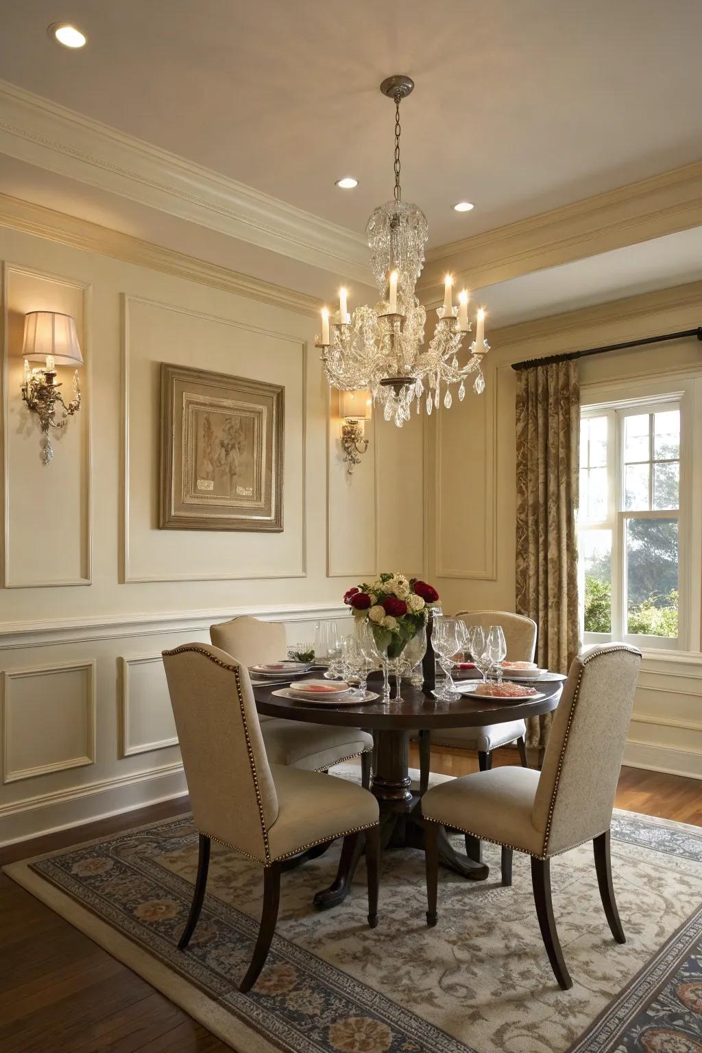 Improve your dining room's aesthetic with classic paneling.