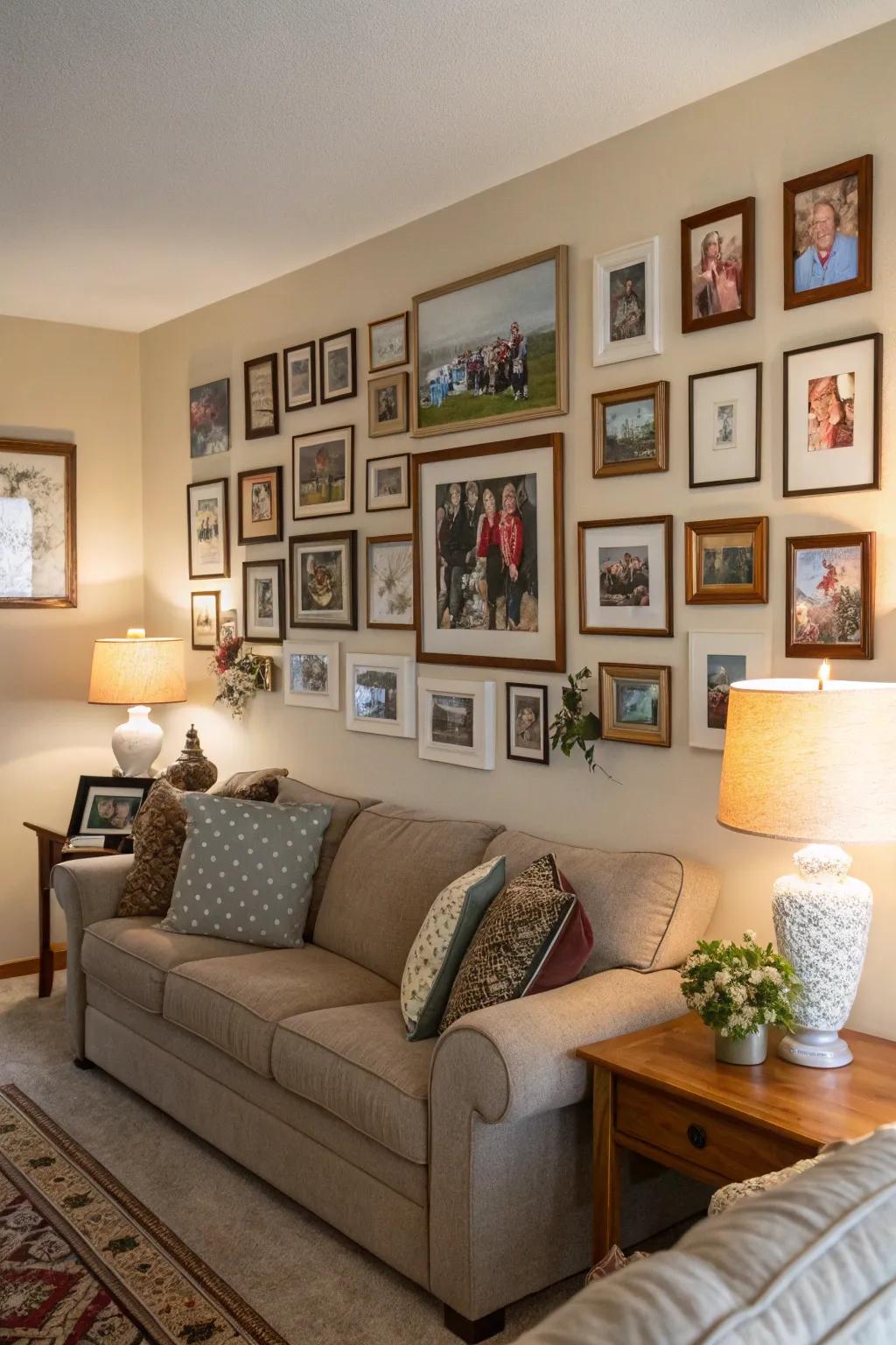A customized photo display celebrating family memories.