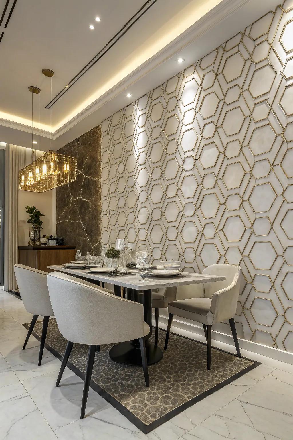 Modern geometric designs enhance any area.