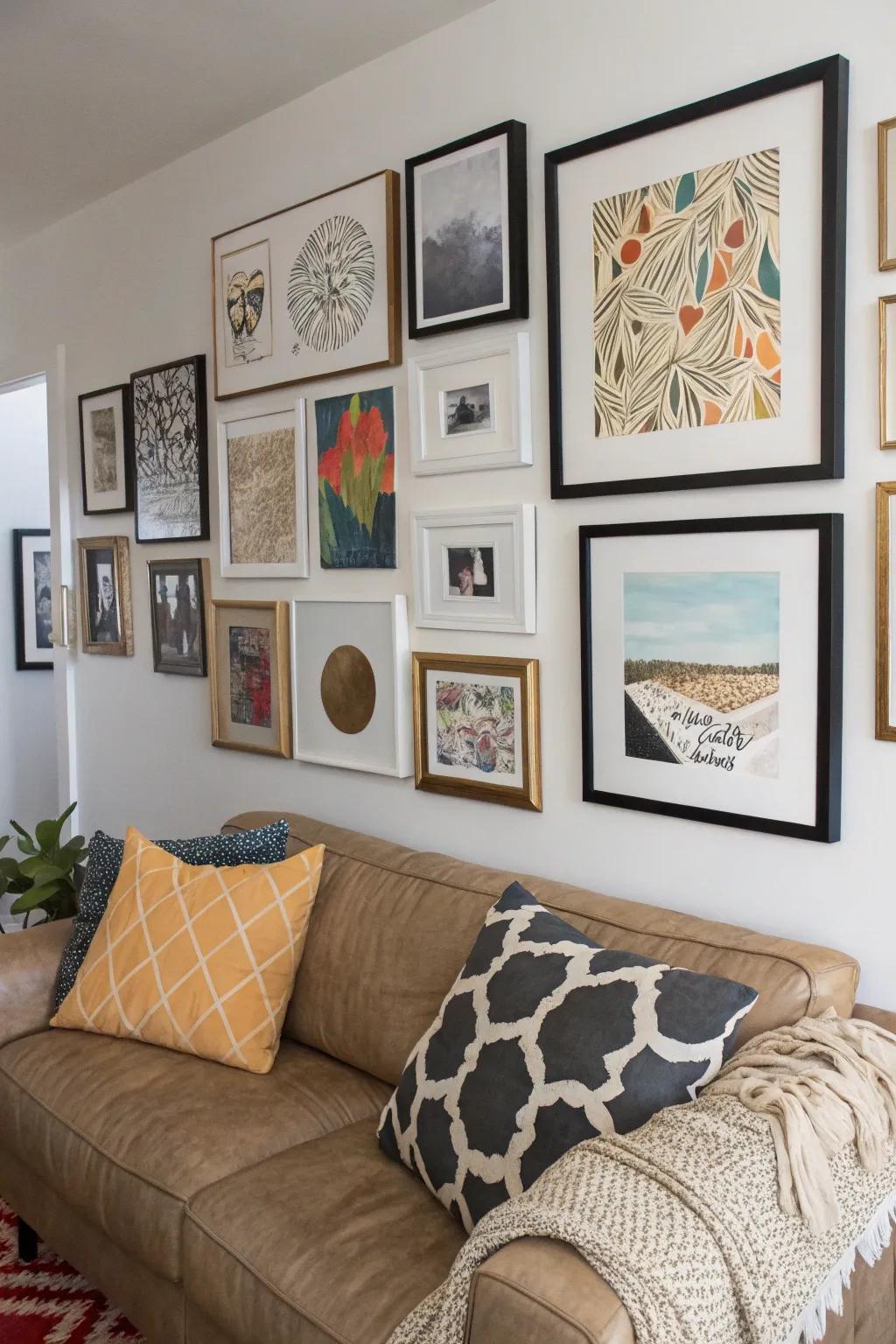 A dynamic gallery wall weaving together a personal story.