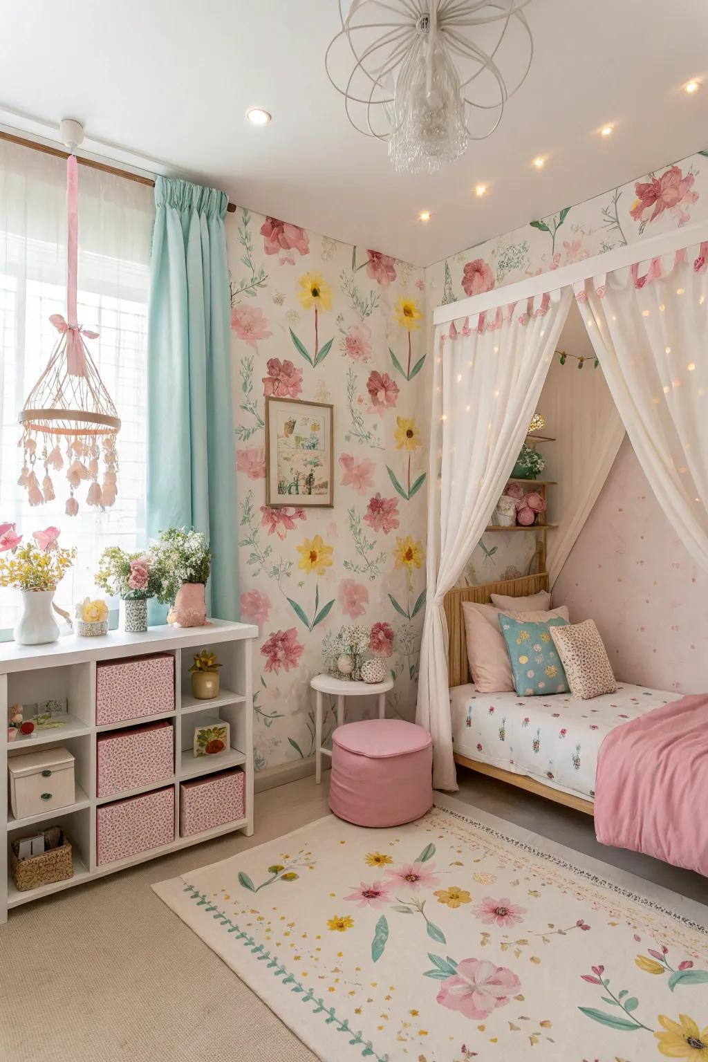 Floral motifs introduce a graceful and classic element to any girl's room.