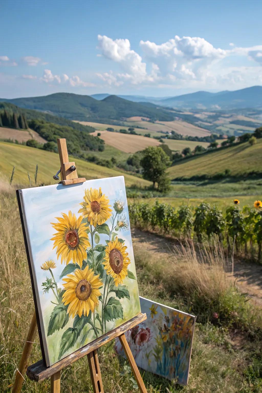 Radiant watercolor sunflowers that encapsulate the warmth of a summer's day.