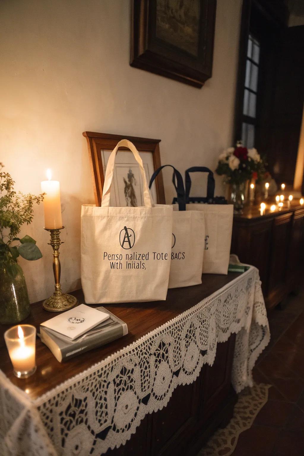 Attractive personalized carry-alls for wedding attendees