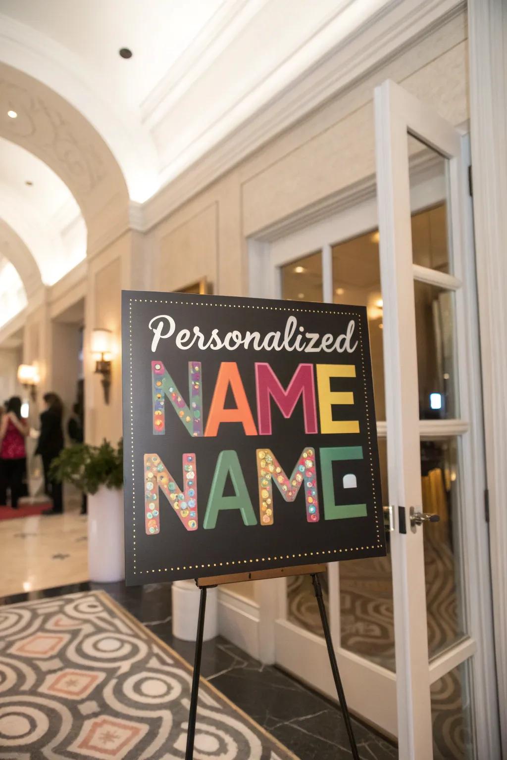 A custom name sign adds a sincere greeting.