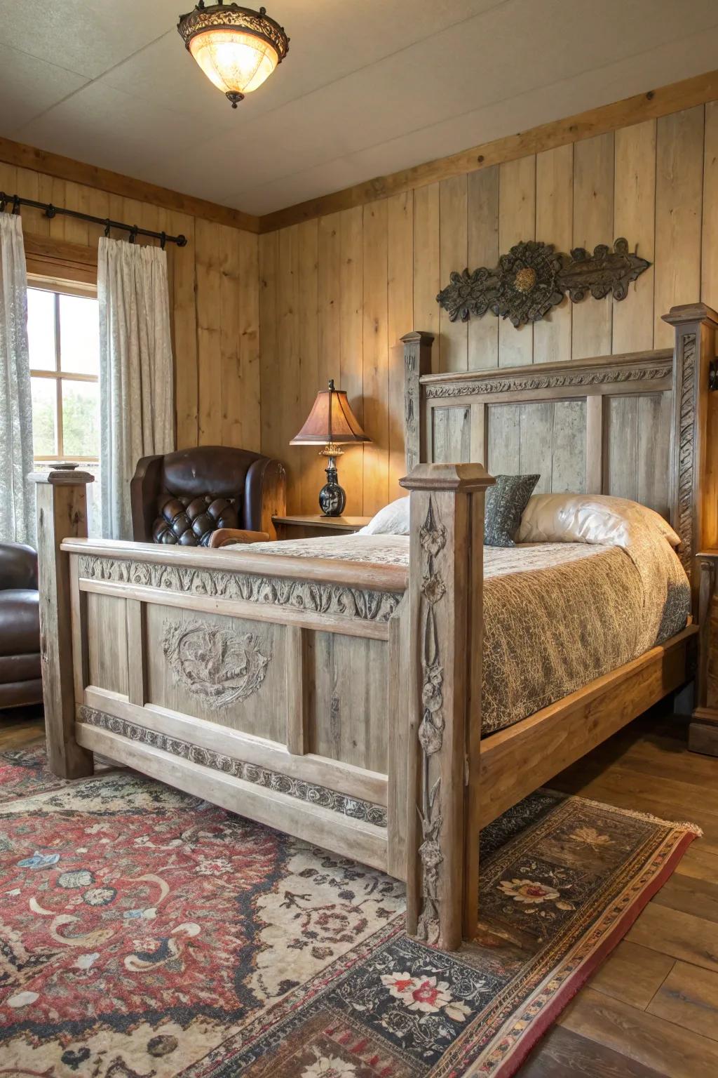 Rustic wooden furniture creates the foundation for a western escape.