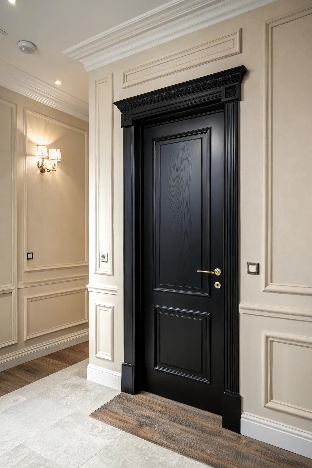A timeless black interior door brings a touch of class to any space.