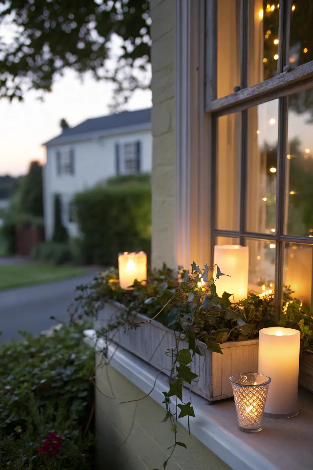 Establish an inviting ambiance with LED candles in your window box