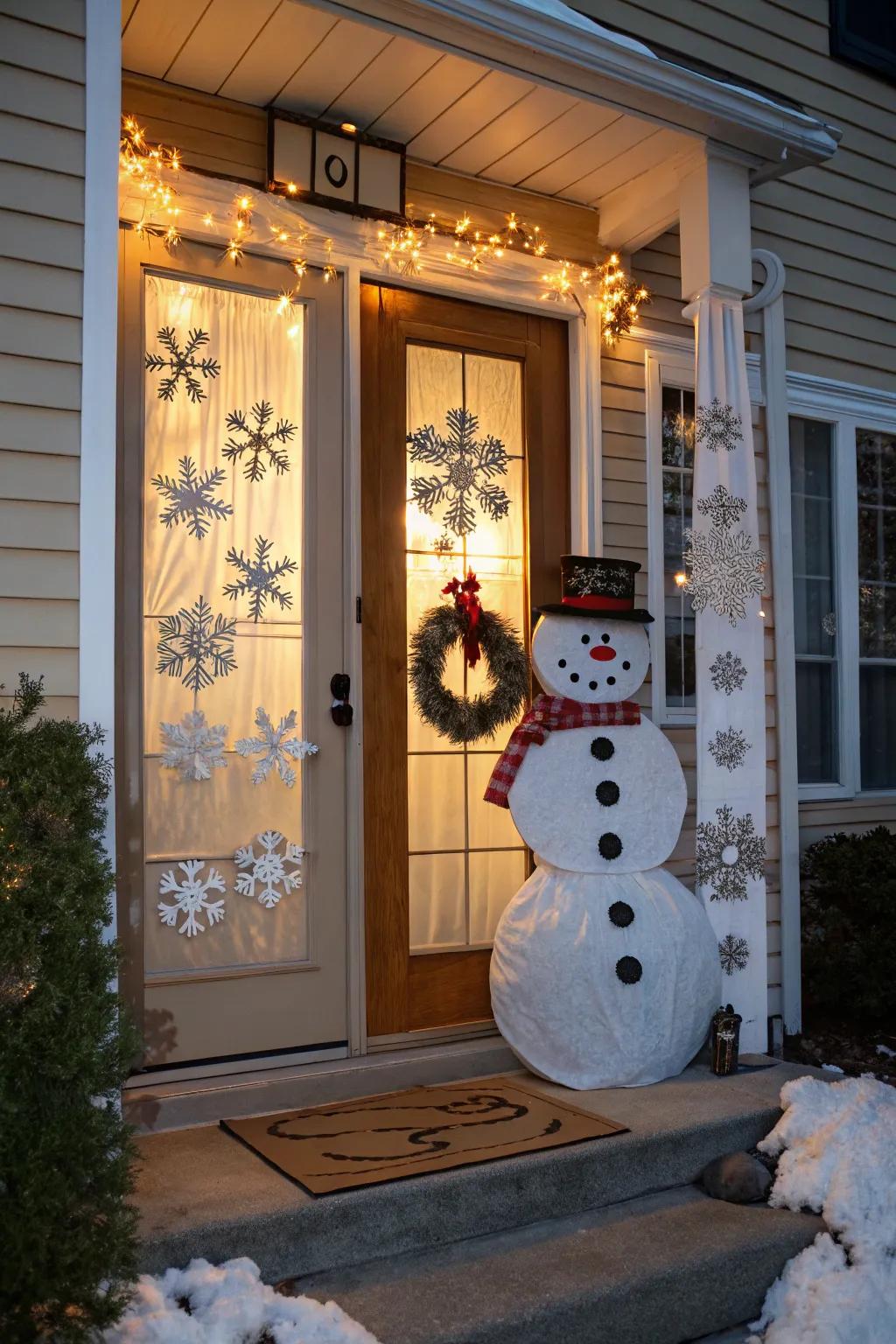 A delightful snowman offers a playful winter greeting.