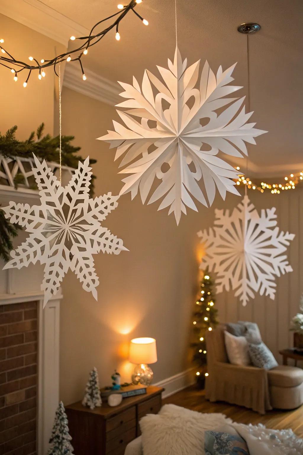 Large snowflakes give a captivating element to your wintry decorations.