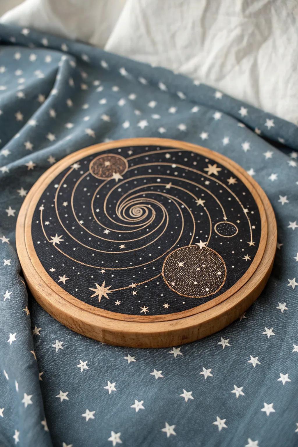 Turn your wood circles into cosmic wonders with a touch of paint.