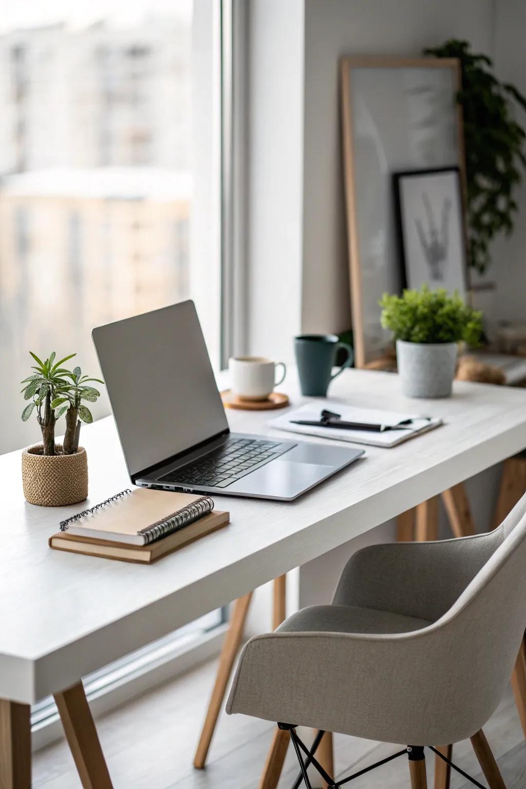 A simple desk arrangement to encourage focus and clarity.