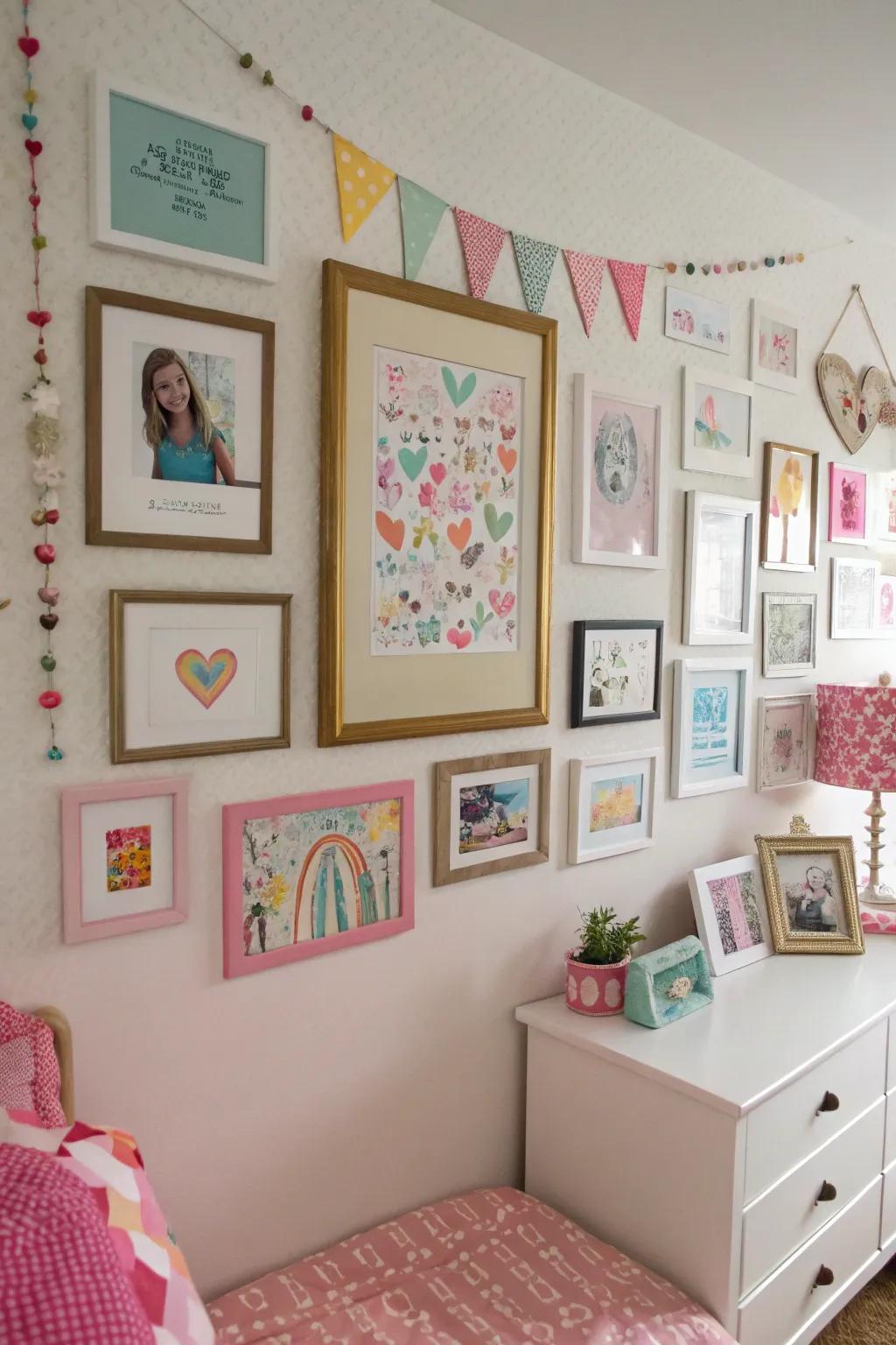 A photo display renders the space uniquely hers, filled with recollections.