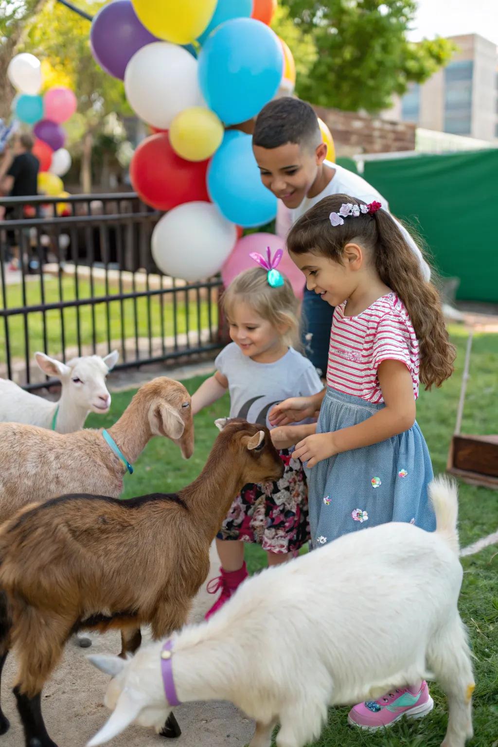 An animal visit offers a wonderful surprise for young party guests.