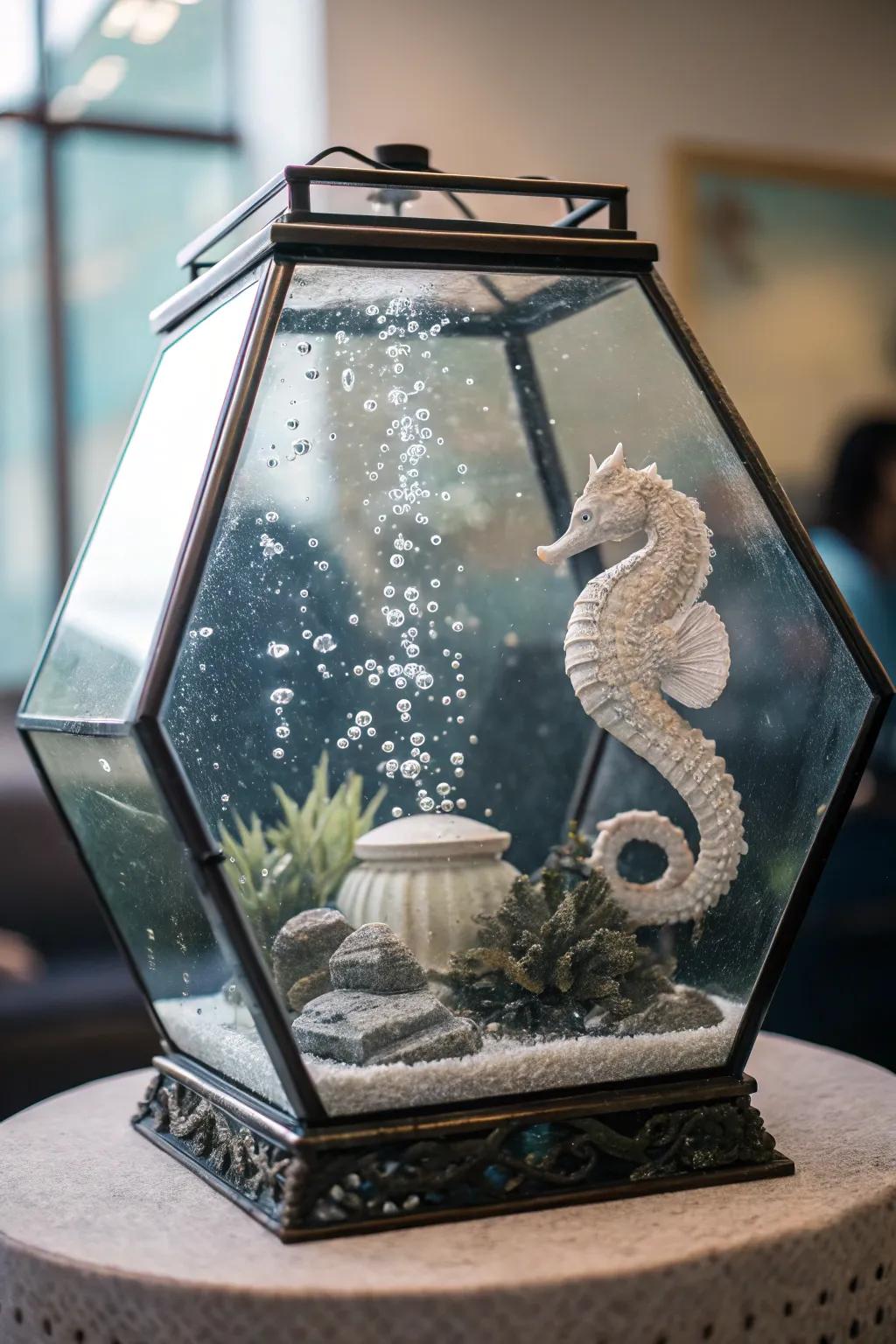 Heighten your tank's allure through an aquatic carving.