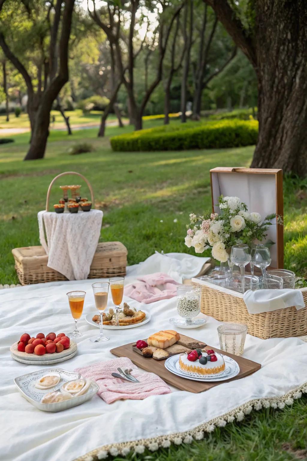 Kick back and treat yourself to a luxury outdoor lunch at a beautiful park.