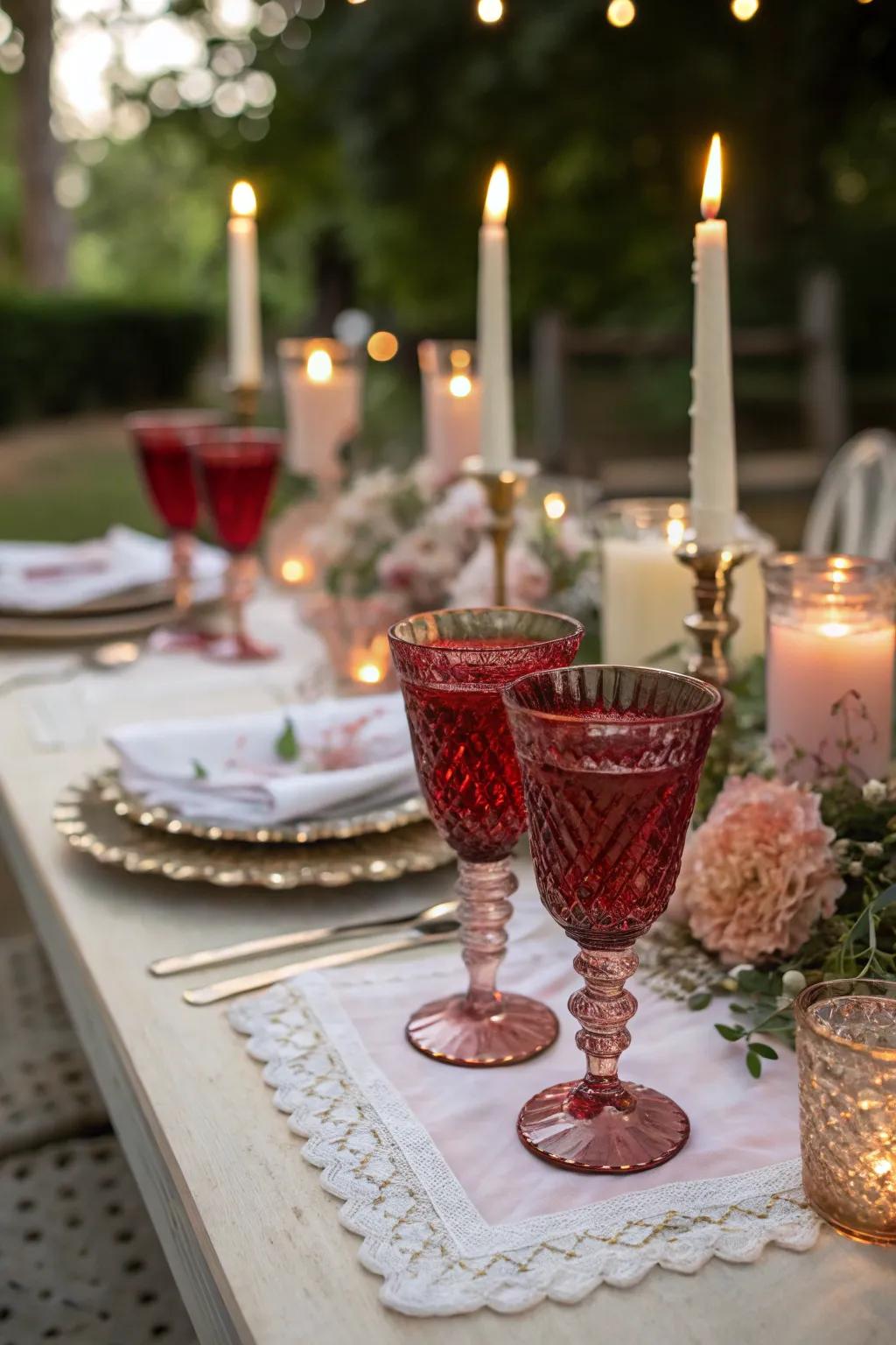 Classic ruby drinkware introducing a nostalgic charm.