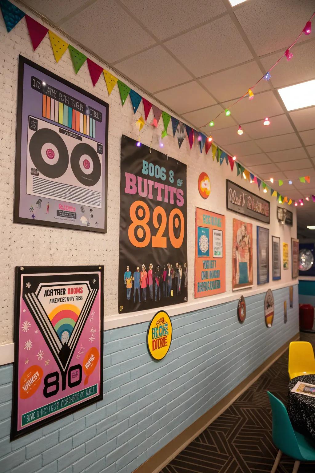 Retro ads and banners bring iconic 80s flair to your decor.