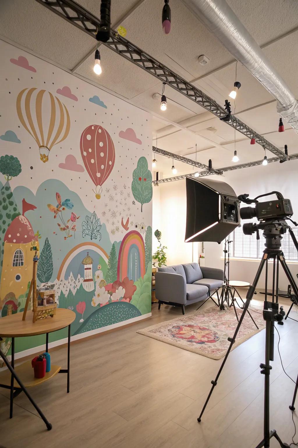 Bring joy with whimsical touch murals.