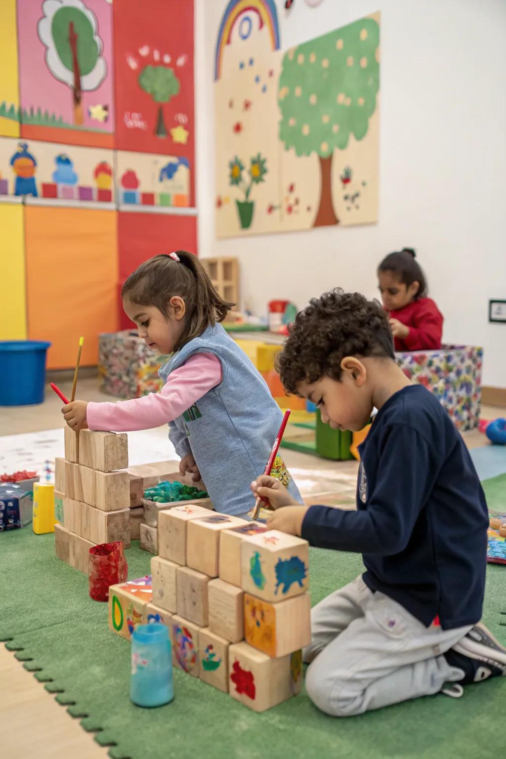 Where art meets play through creative block painting.