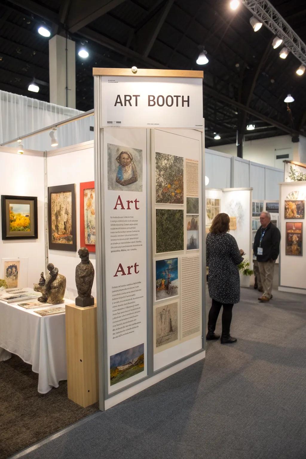 Informational elements add depth to the art viewing experience, engaging attendees more fully.