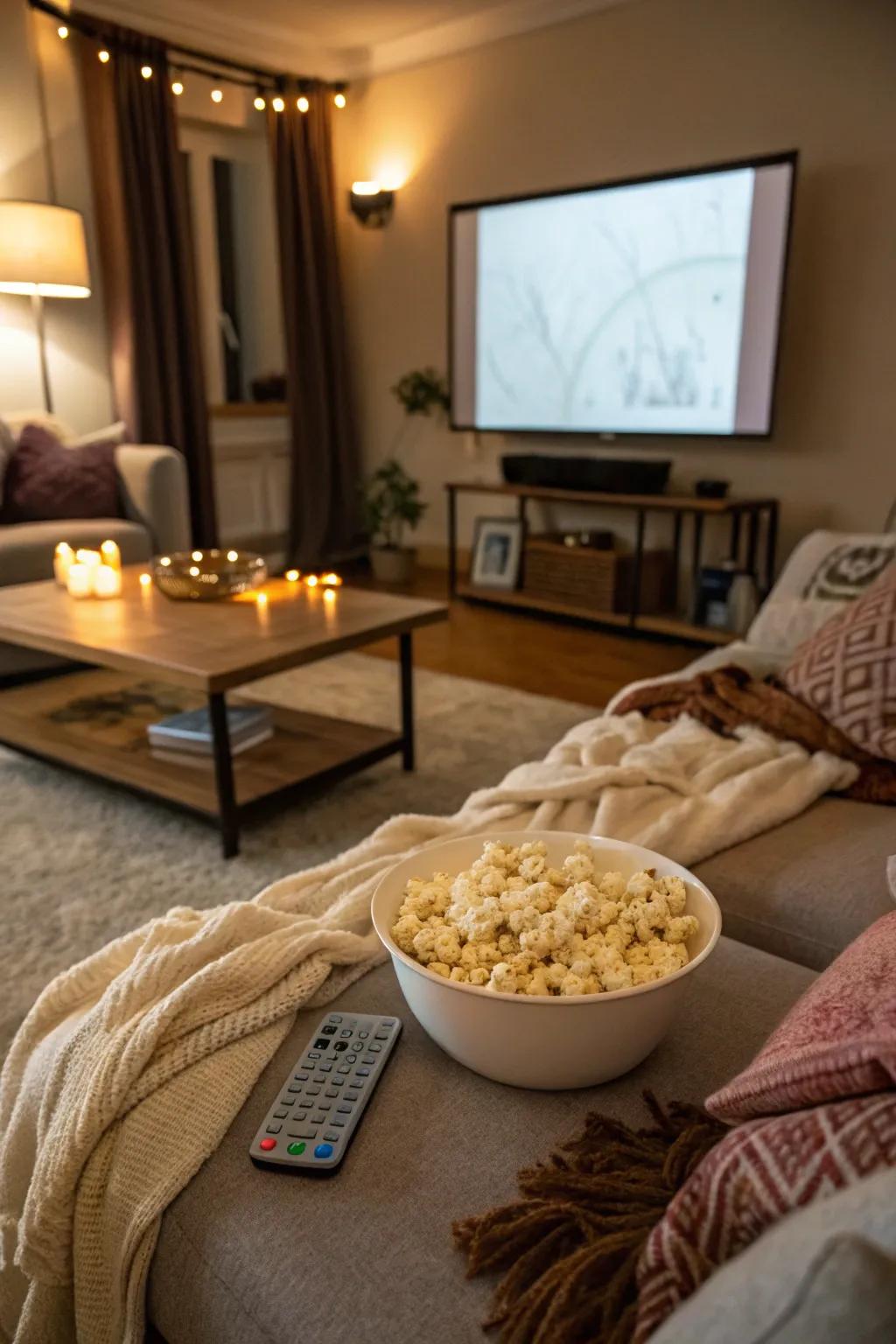 Create a cozy home theater experience for Mother's Day.