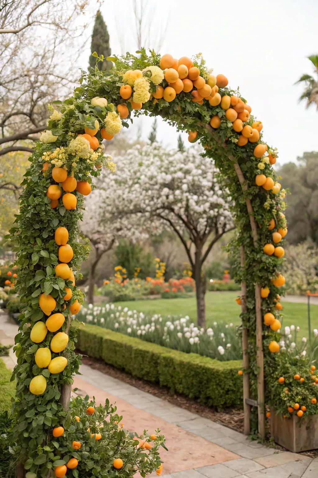A refreshing arch featuring fruits for a colorful, fragrant display.