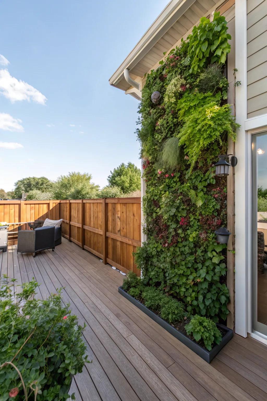 Vertical gardens are a clever way to grow plants and add greenery.