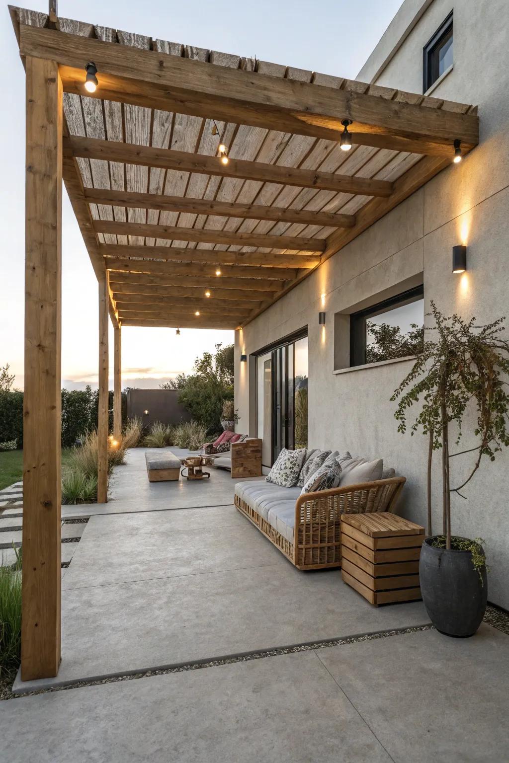 A pergola offers elegance and essential shade.