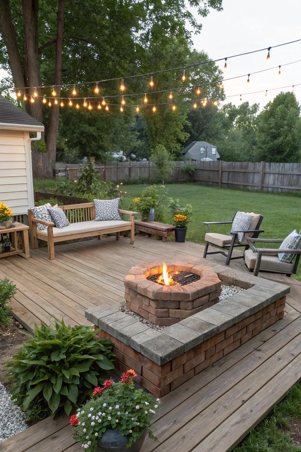 A DIY fireplace encourages warmth and fellowship.