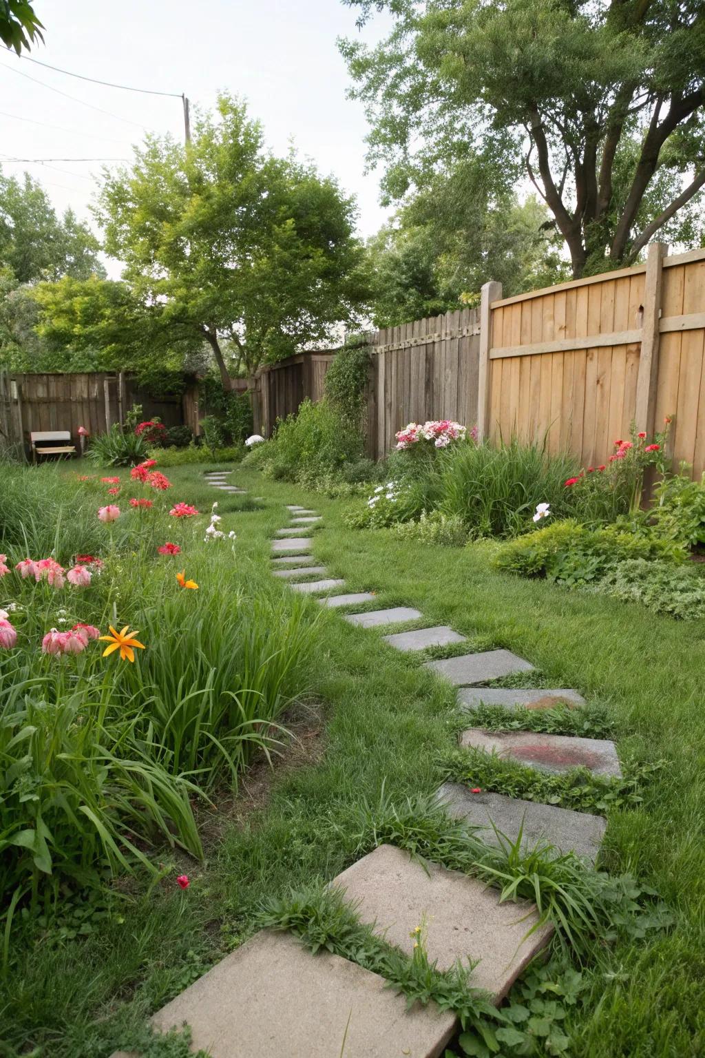 Stone slab walkways design attractive routes throughout your easement.