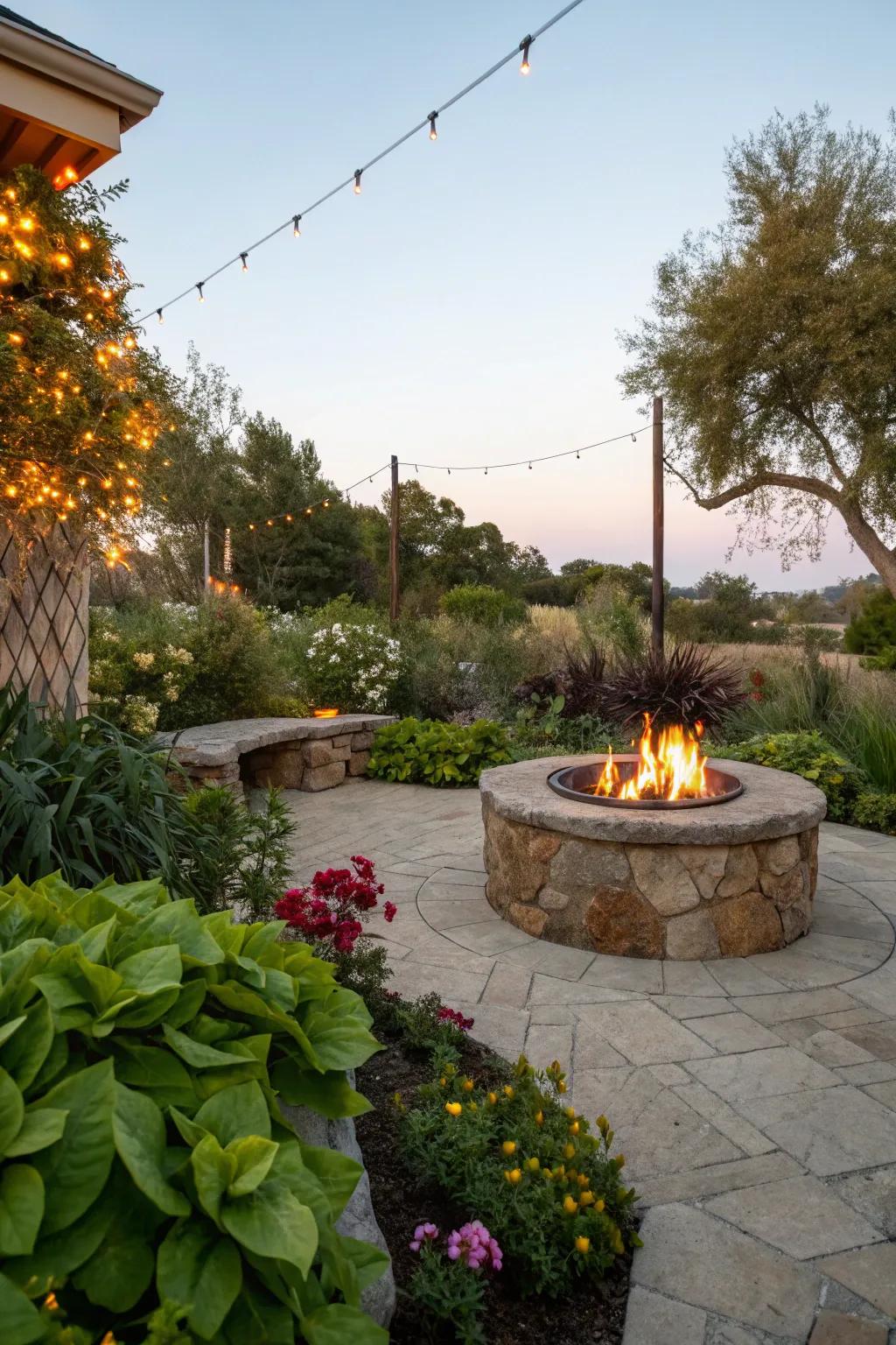 Garden fusion amps up the beauty and safety of your fire feature zone.