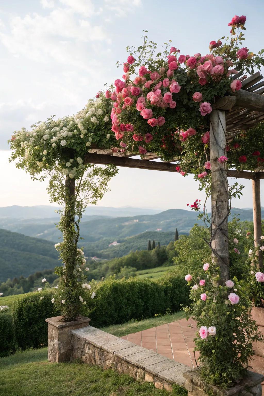 An arbor can turn a hilltop into a picturesque escape.