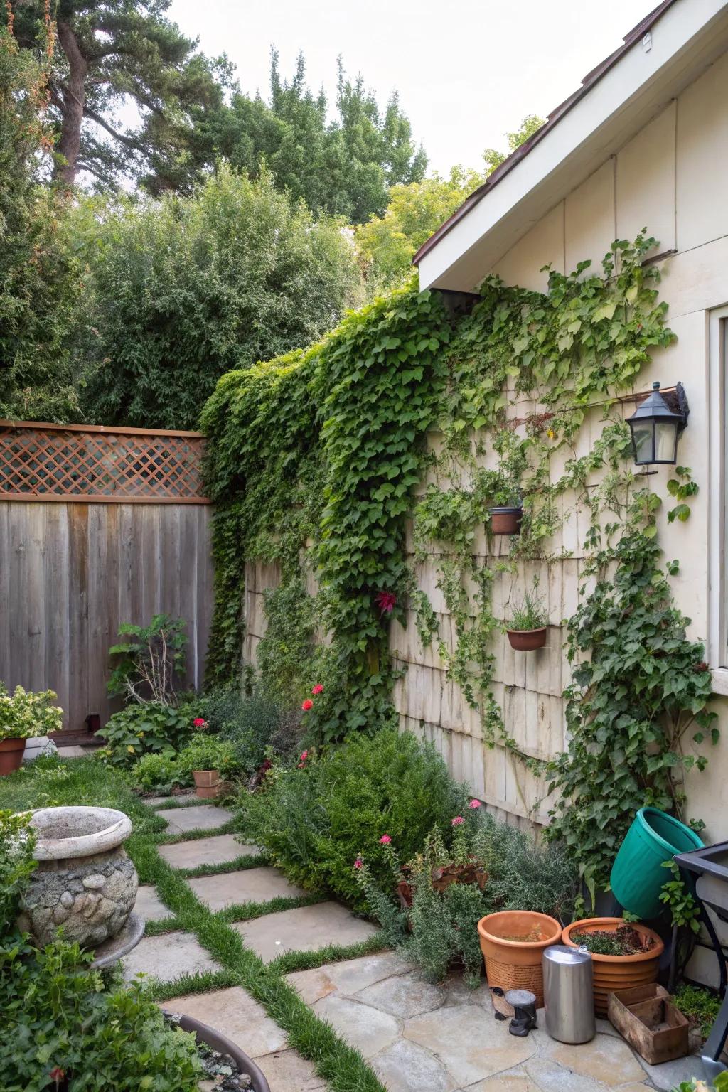 Vertical garden walls maximizing space and adding greenery.