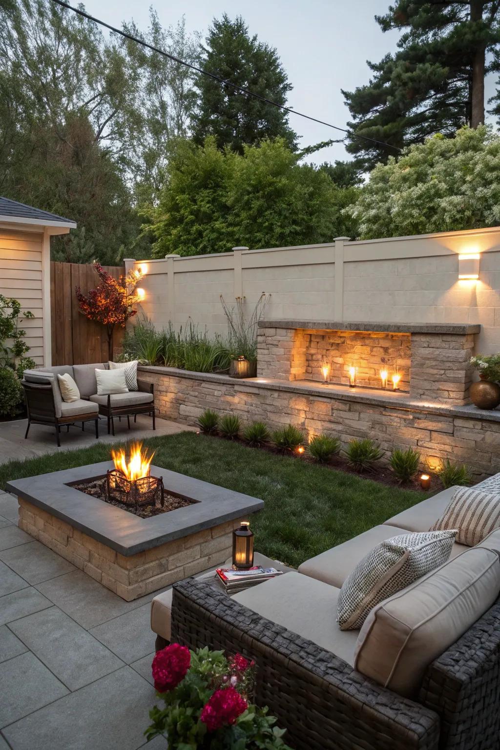 Heat sources create a warm gathering spot.