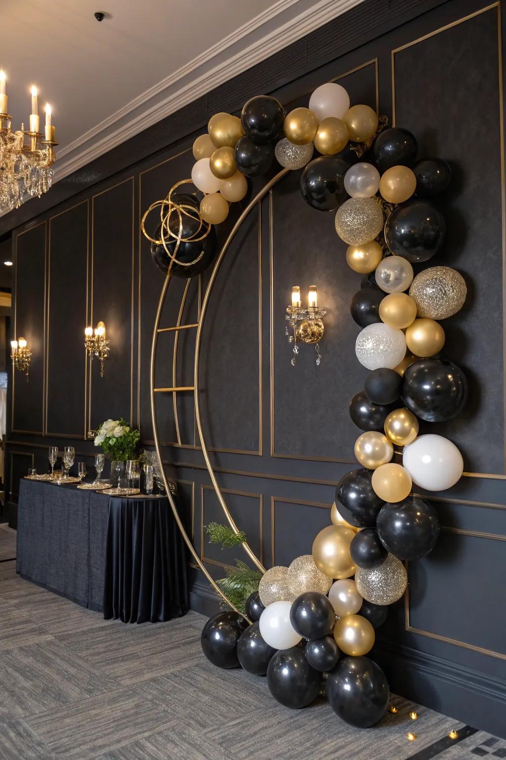 Dark and gold create a fashionable and polished ambiance.
