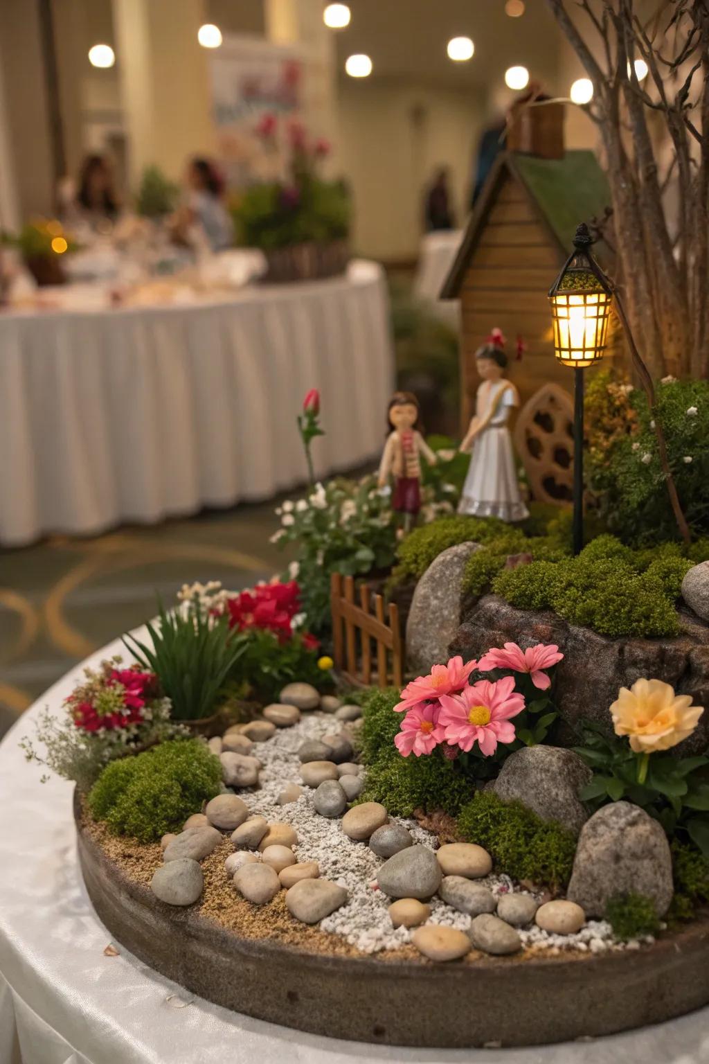 Small-scale gardens offer a personal and whimsical element.