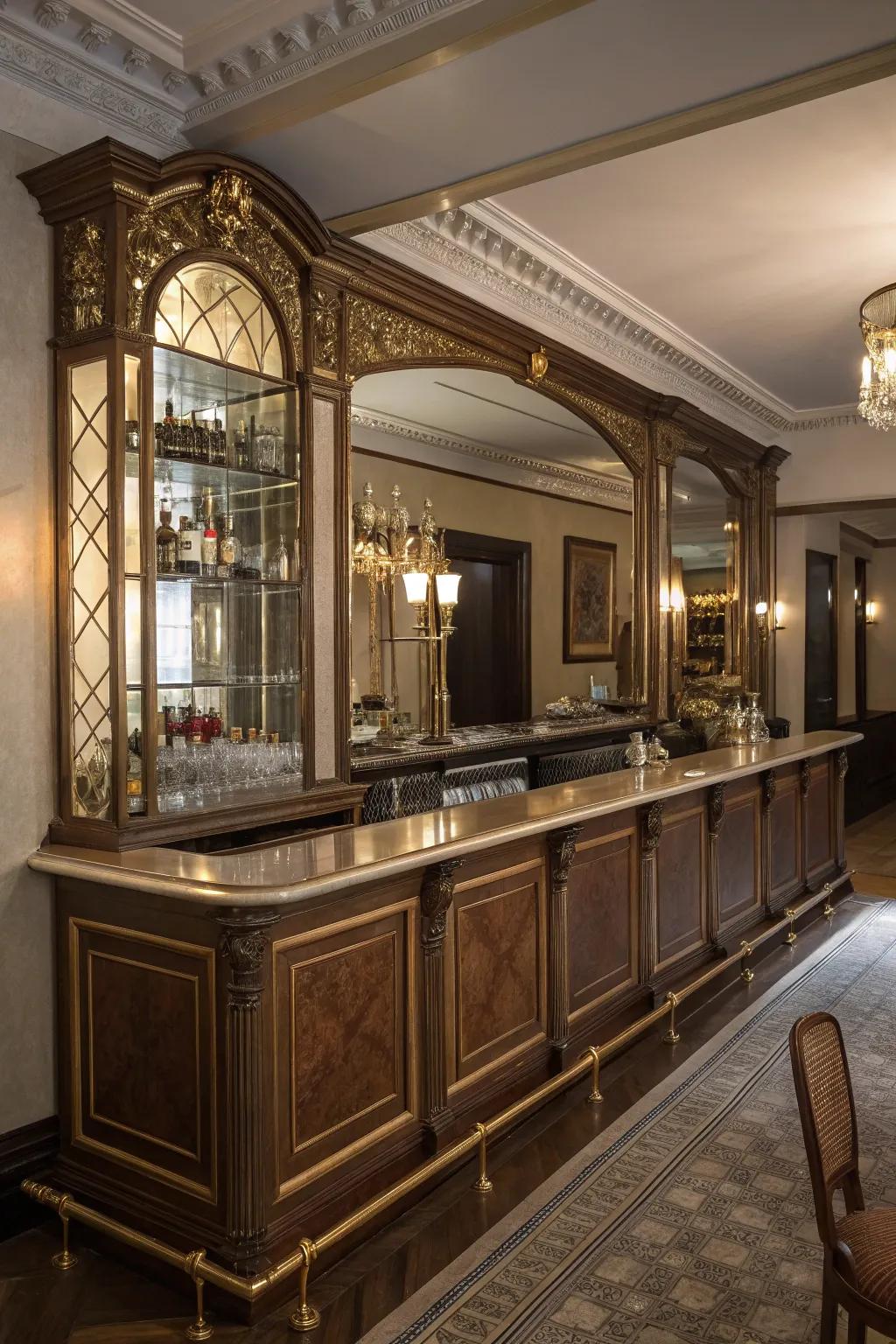 A bar exuding retro elegance with antique charm.