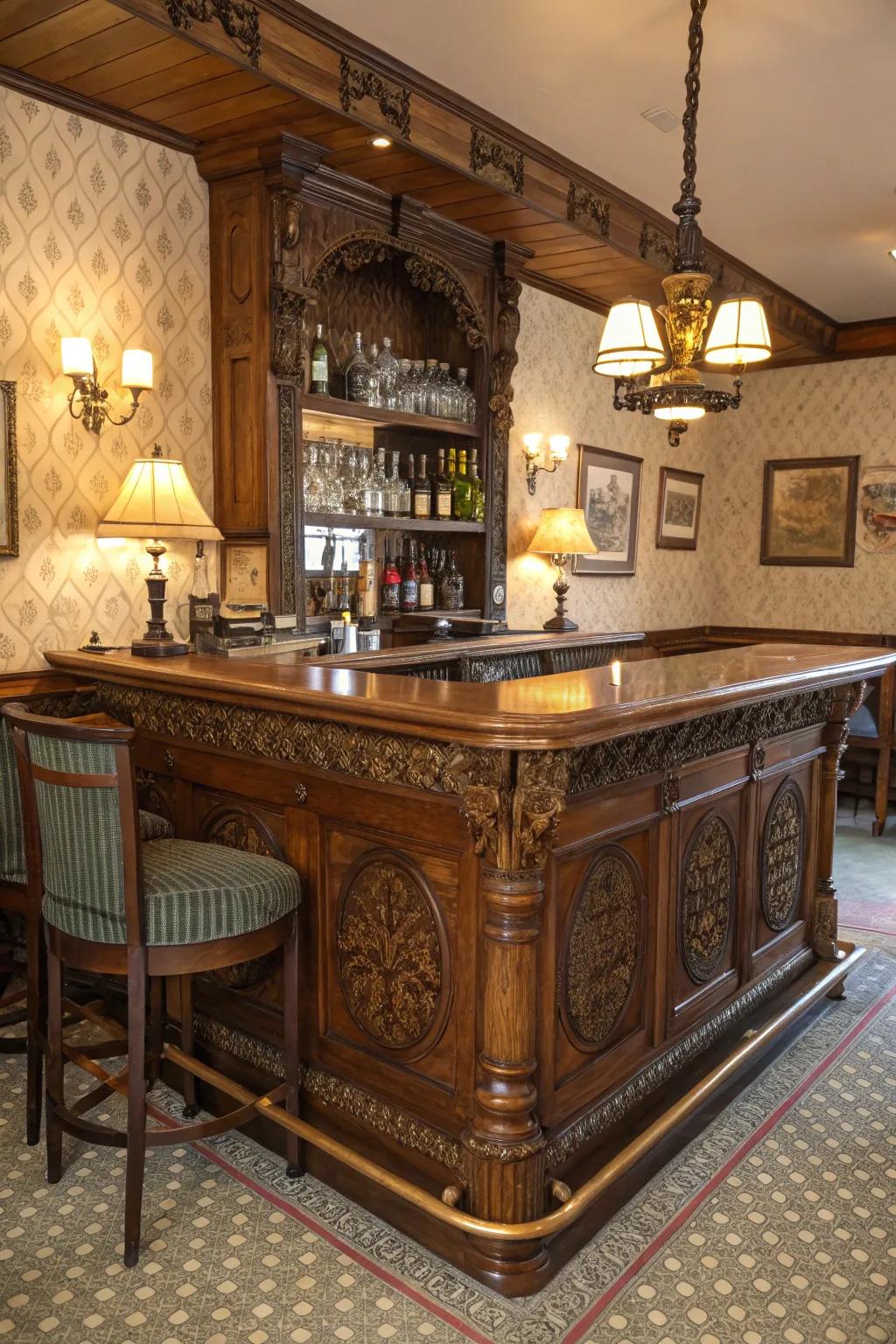 Elegant bar table oozing vintage charm.