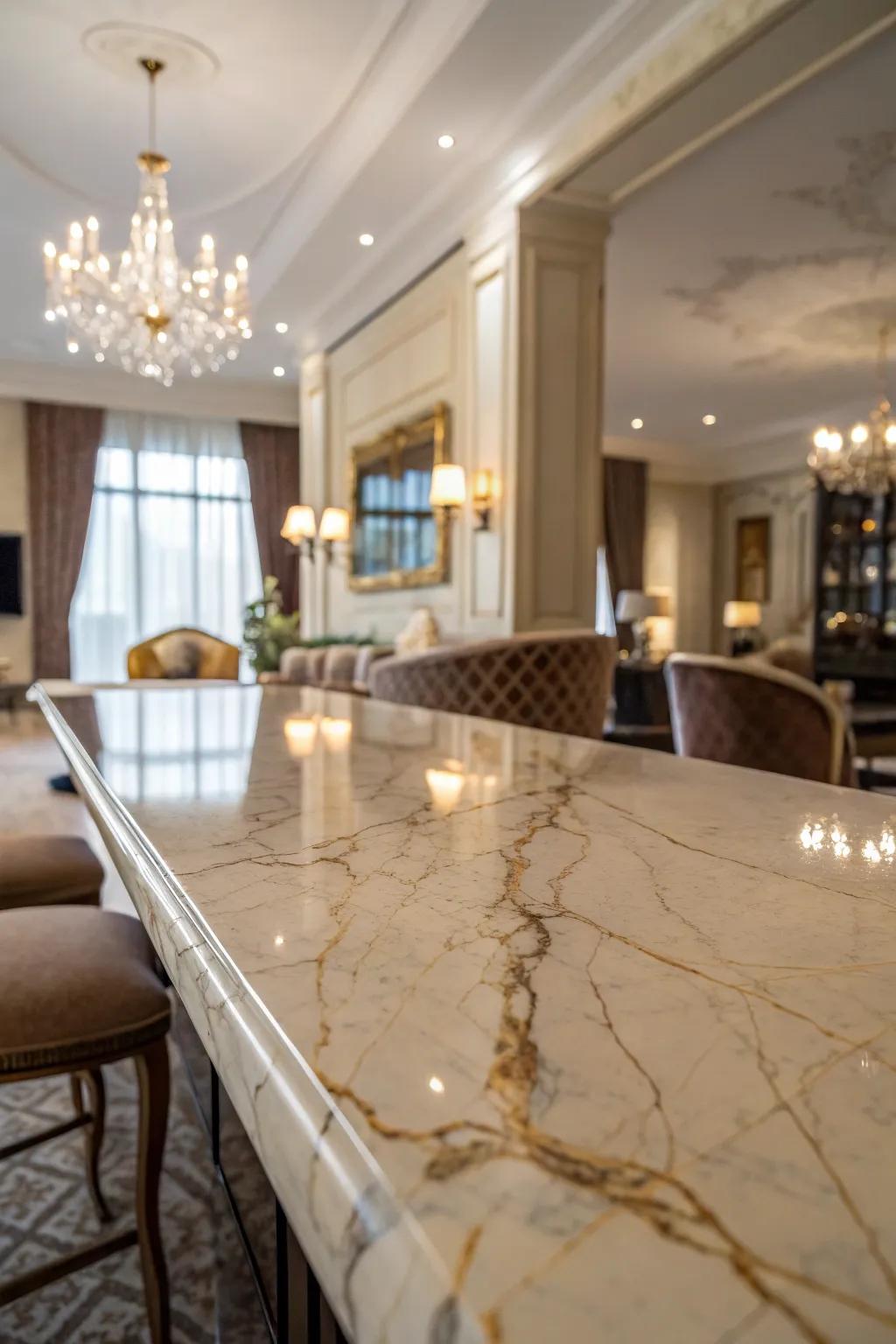 Marble tops add timeless beauty.