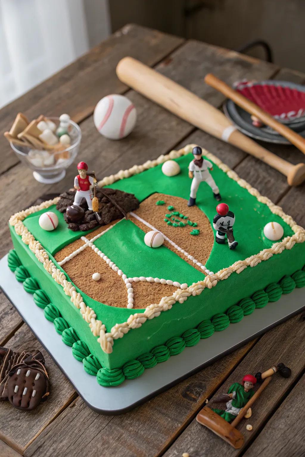 A sport zone cake that scores remarkably on creativity.