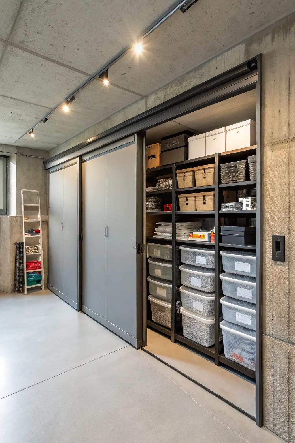 Sliding doors improve area efficiency and visual appeal.