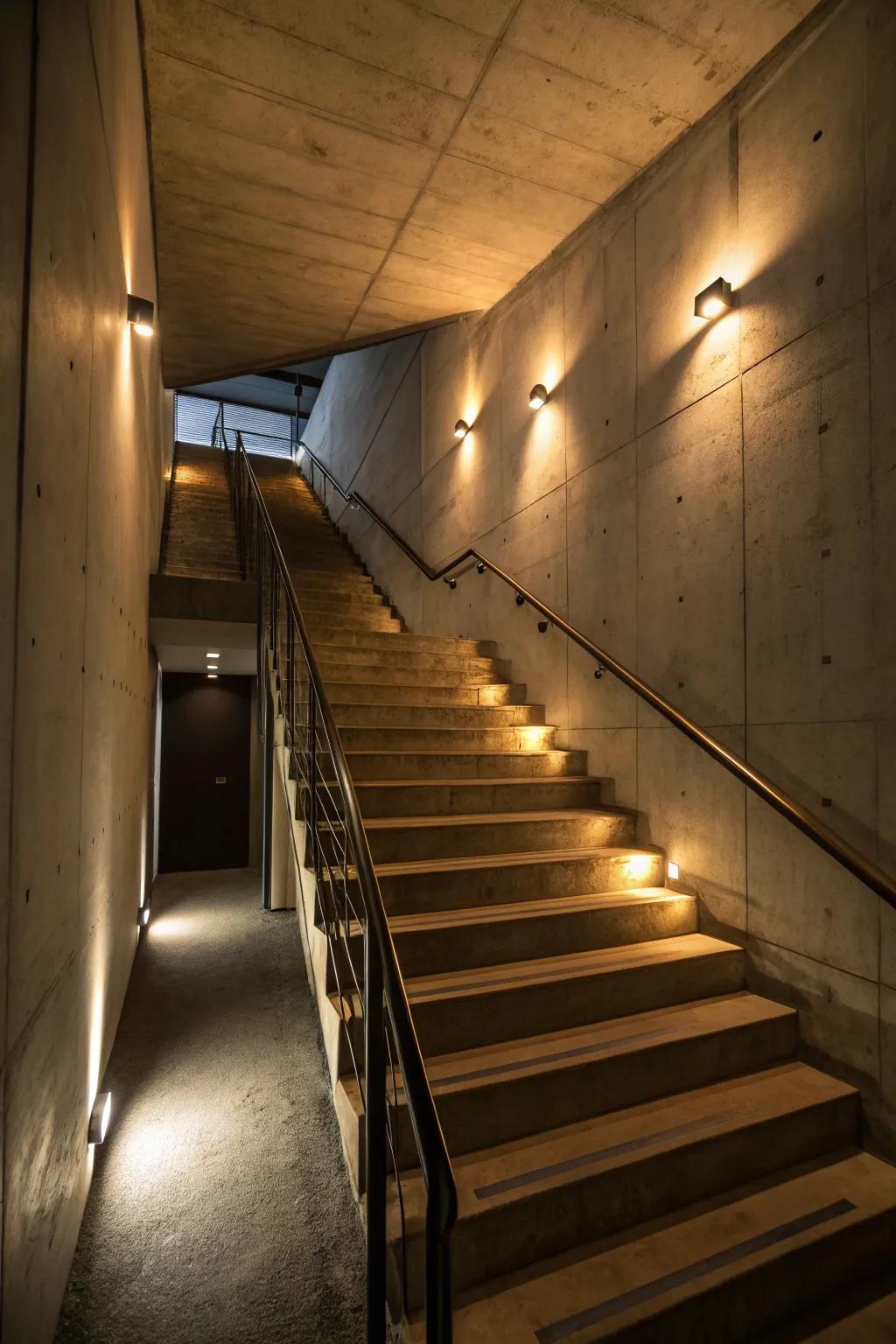 Guide your steps with handrail lights.