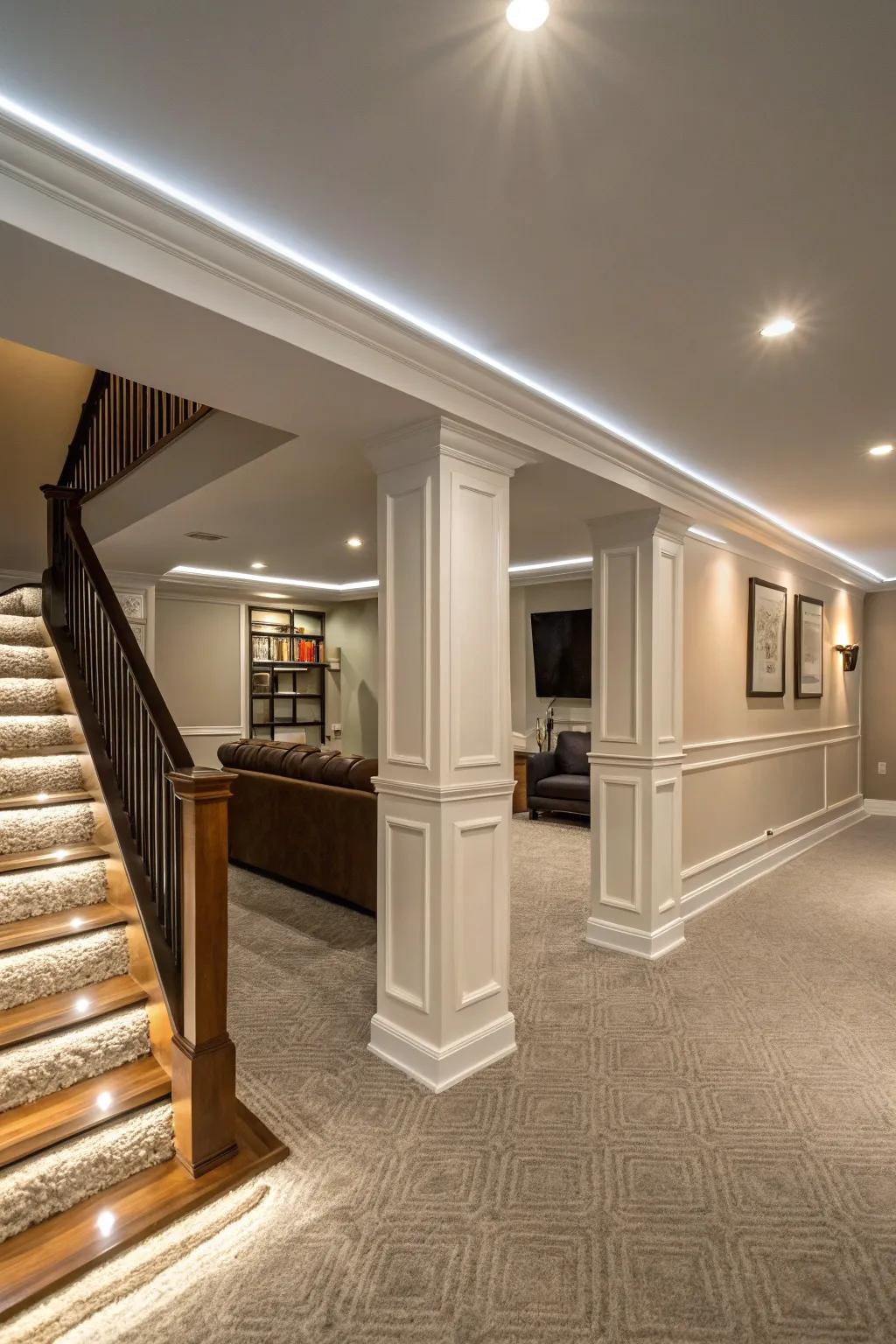 Light-emitting diode lighting adds a modern, functional touch.