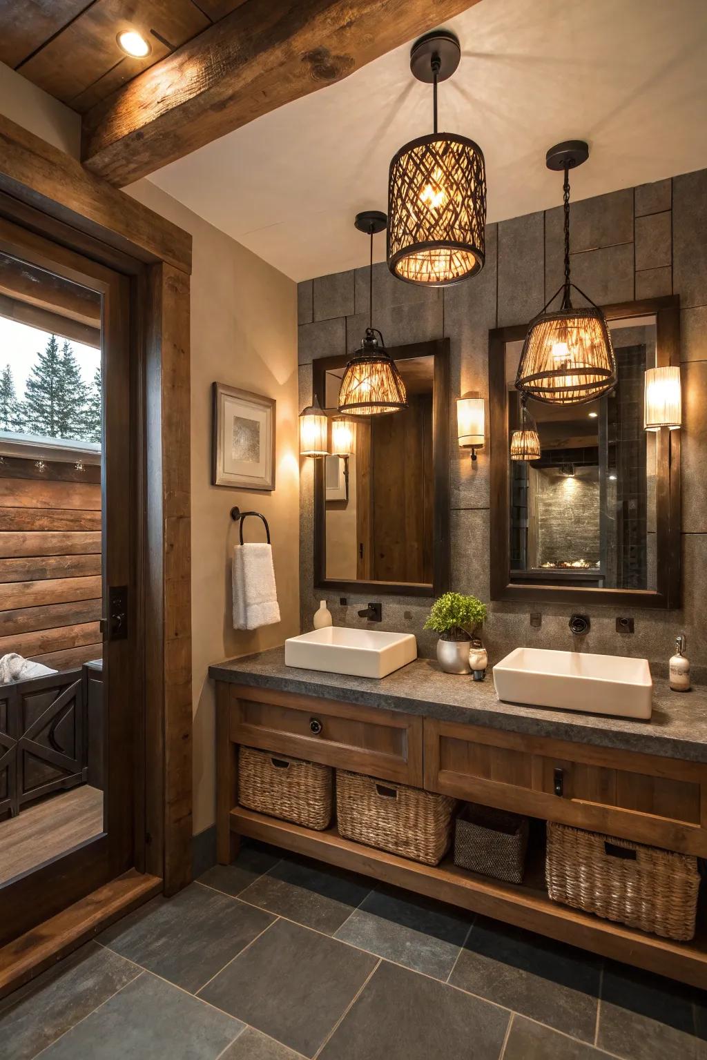 Rustic elements paired with modern design create a balanced look.